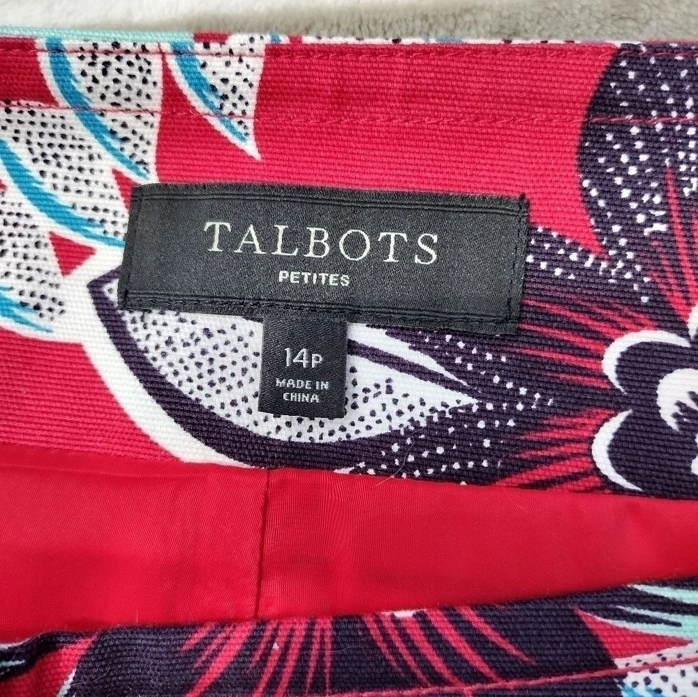 Talbots Women’s A Line Skirt Size 14P Floral Red Zip Up Casual Classic Petite 14